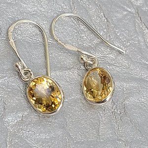 Citrine Stone Earrings-Wedding Earrings-Cocktail Earrings-Genuine Stone